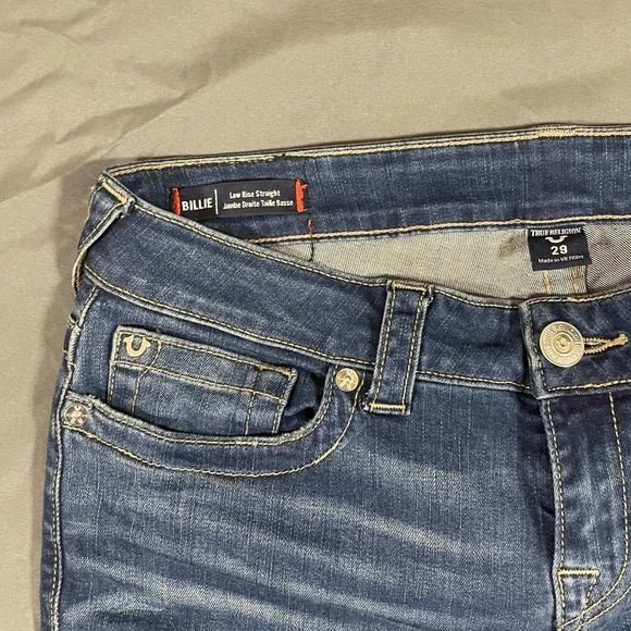 True Religion Other - True Religion Billy Low‎ Rise Straight Jeans Dark Wash Mens 29 Whiskering